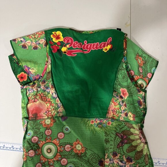 Desigual Green Floral Island Boho Blouse Women's Size S - Picture 7 of 11